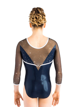 Ervy Nigue 3/4 Sleeved Leotard (Ink, Black, White and Skin)