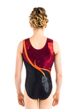 Ervy Sarena Leotard (Bordeaux, Black and Orange)