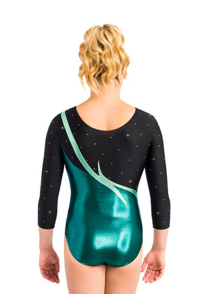 Ervy Sarena 3/4 Sleeved Leotard (Petrol, Black and Mint)