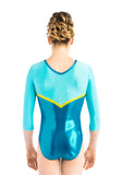 Ervy Stacey 3/4 Sleeved Leotard (Caribbean Blue, Hawaii and Yellow)