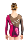 Ervy Tinke Long Sleeved Leotard (Aubergine, Black, Silver and Skin)