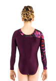 Ervy Vesna Long Sleeved Leotard (Dark Amethyst, Coral and Skin)