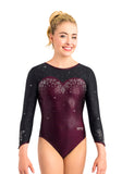 Ervy Estelle 3/4 Sleeved Leotard (Dark Amethyst and Black)