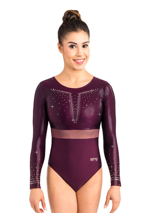 Ervy Quirina Long Sleeved Leotard (Dark Amethyst and Skin)