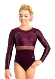 Ervy Quirina Long Sleeved Leotard (Aubergine, Dark Amethyst and Skin)