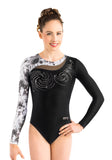 Ervy Vesna Long Sleeved Leotard (Black, Silver and Skin)