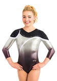 Ervy Yona 3/4 Sleeved Leotard (Dark Amethyst, Silver, Black and White)