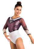Ervy Variana 3/4 Sleeved Leotard (White, Pink & Black)