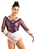 Ervy Variana 3/4 Sleeved Leotard (White, Pink & Black)