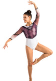 Ervy Variana 3/4 Sleeved Leotard (White, Pink & Black)